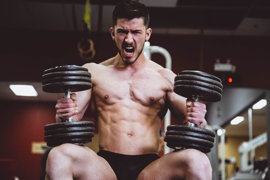 Man holding dumbbells