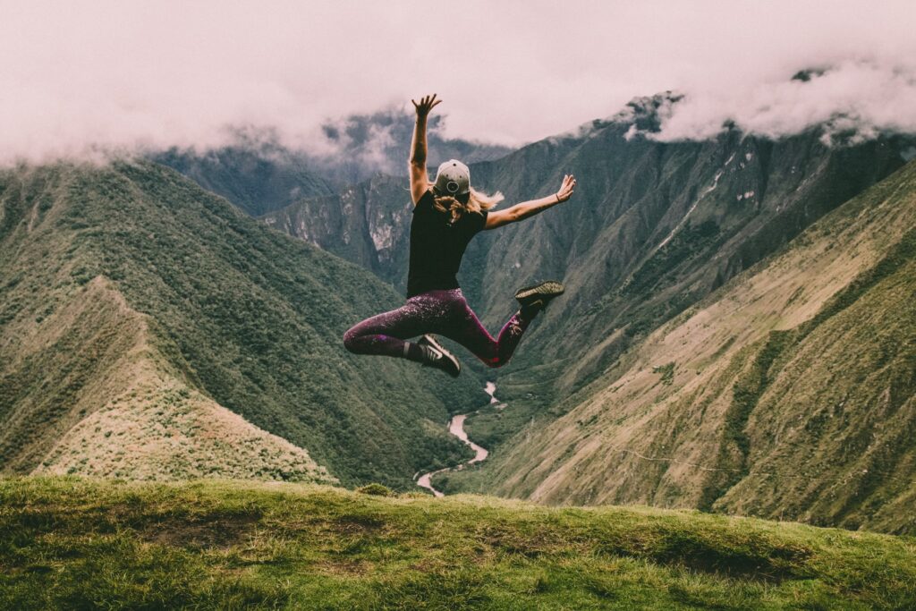 Happy jumping woman