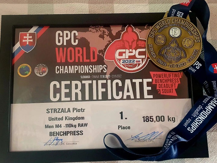 Piotr Strzala 2022 World Champion certificate