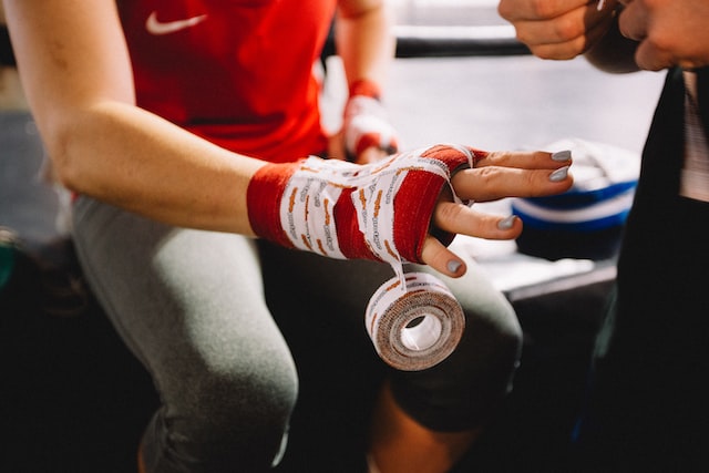 boxer taping his fists