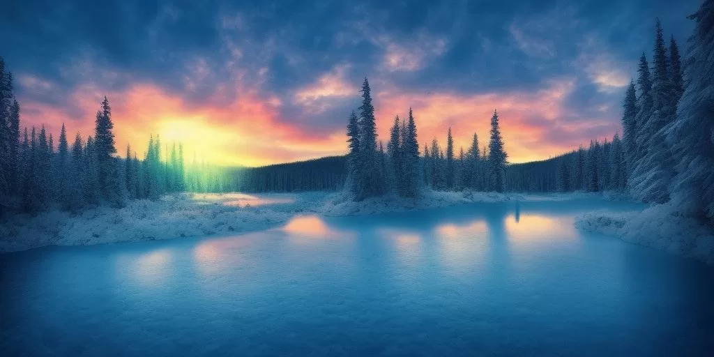 A frozen lake in the winter