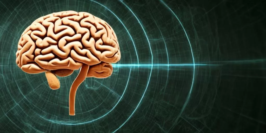 Mind Hacking: A Human Brain Floating in Space and Emitting Brainwaves