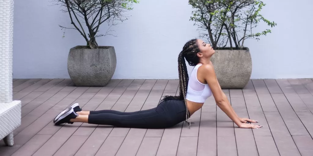 A woman doing yoga