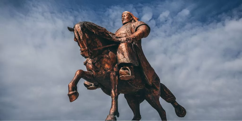 A statue of a Mongolian leader