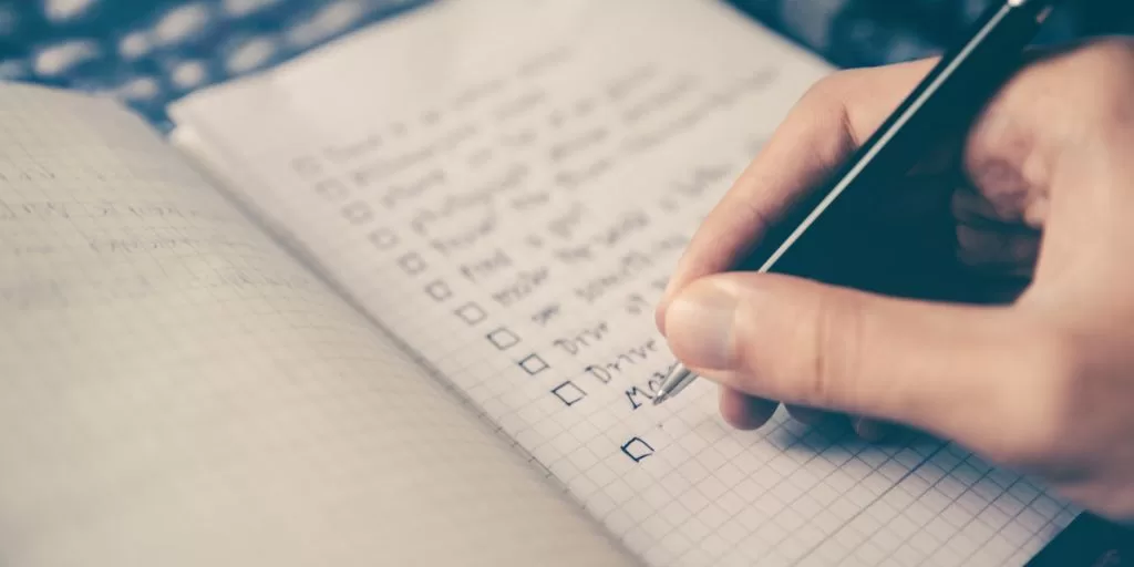 Noting down to-do tasks in a notebook