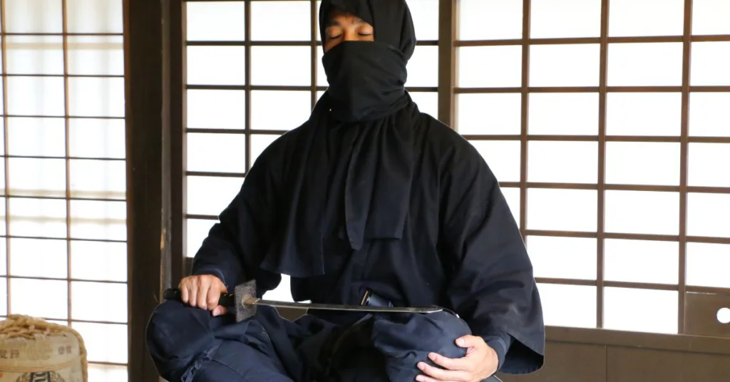 Ninja practicing ninjutsu meditation