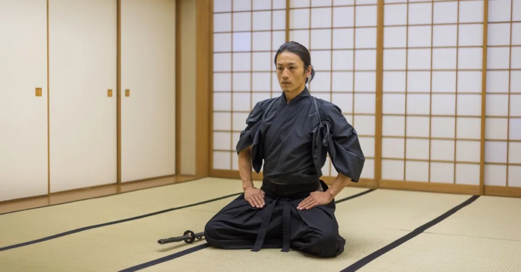 Samurai practicing zazen meditation