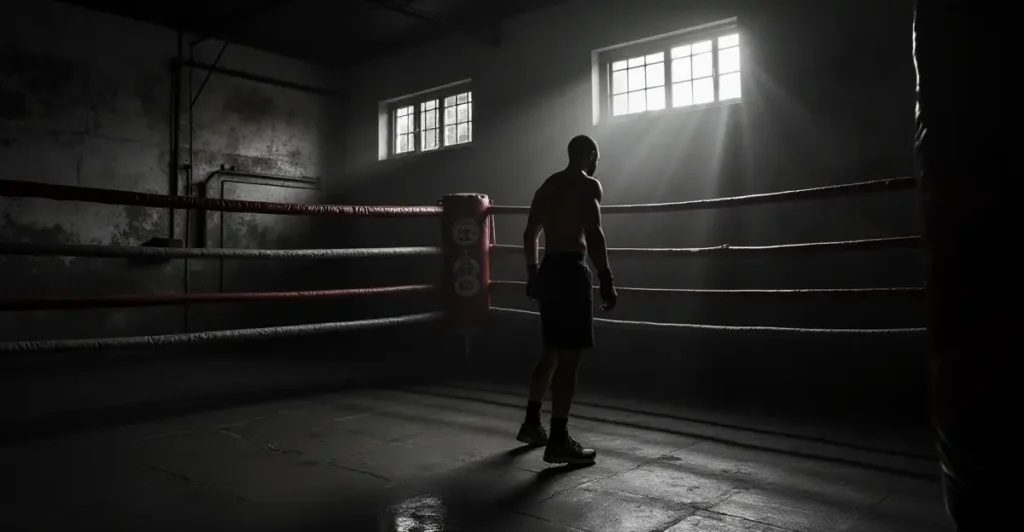 A mentally tough boxer preparing for the training session