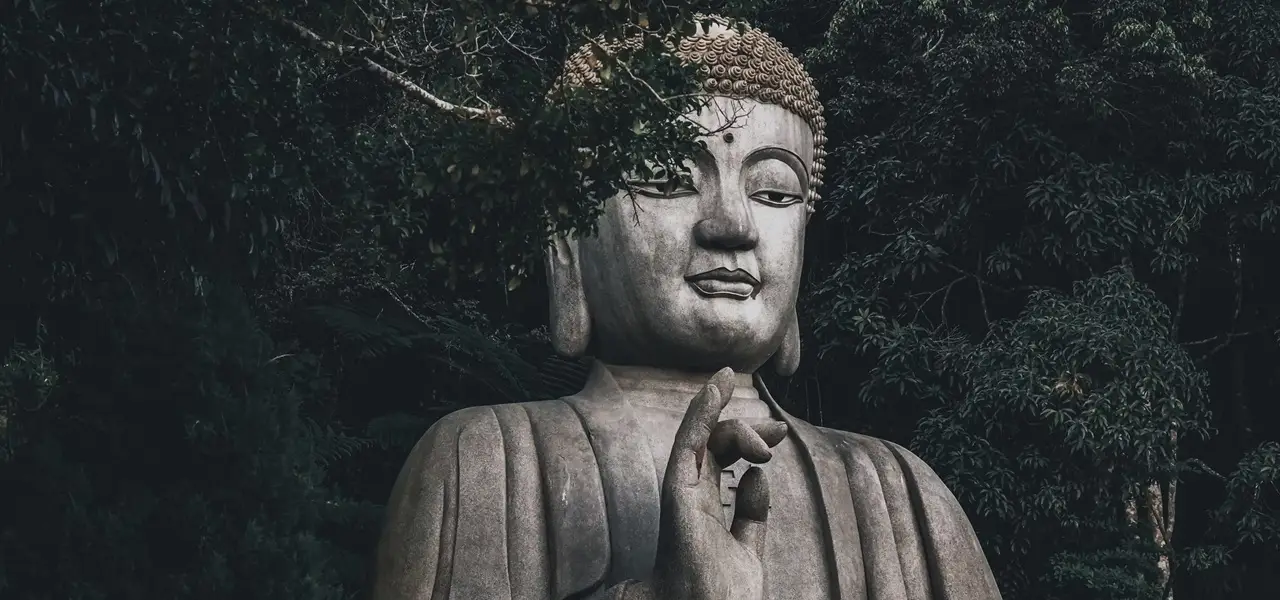 Buddha statue in a forest