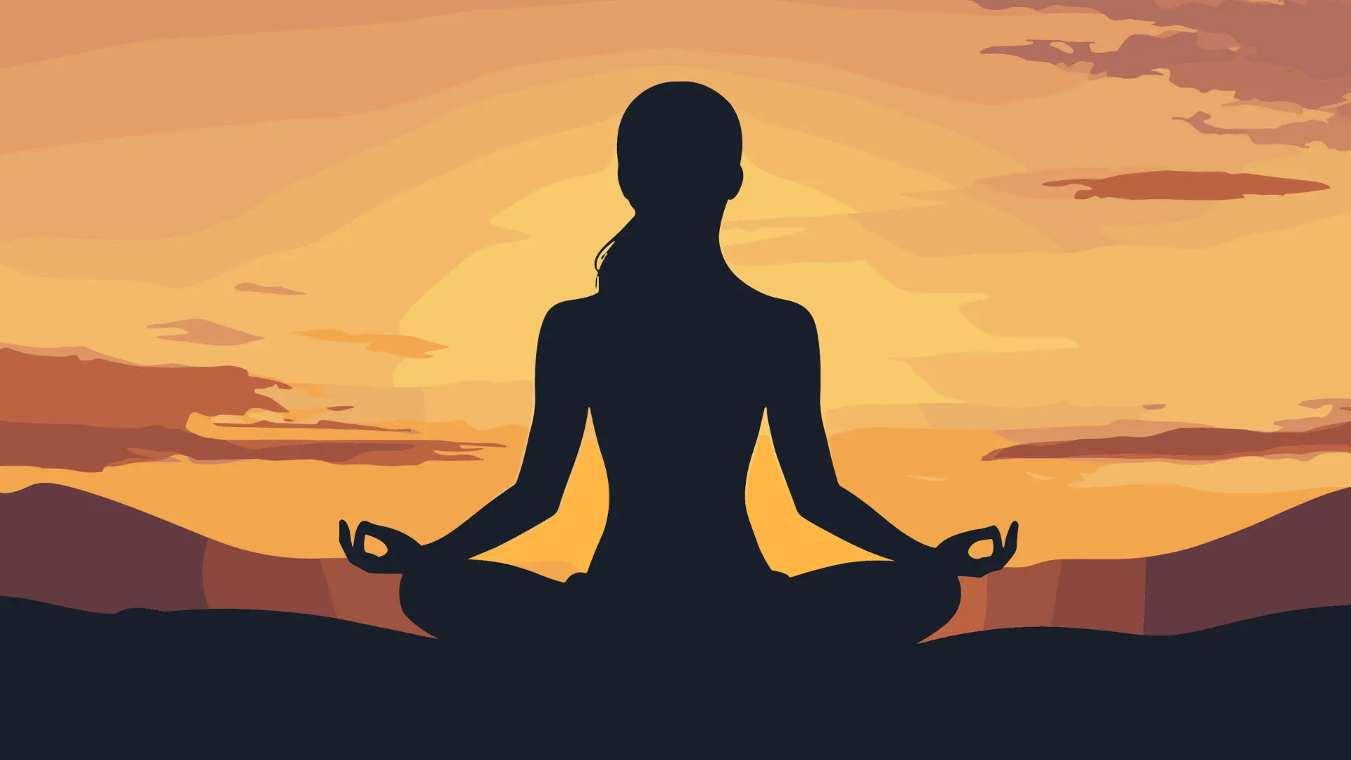 A woman calmly meditating outside