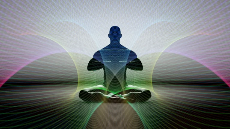 Silhouette of a man in a deep meditative state, practicing Daniel Domaradzki's Psychosomatic Training method