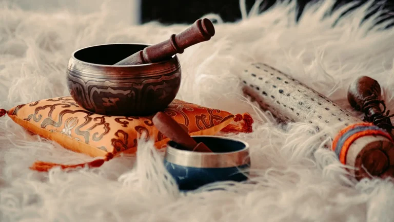 Soundbath instruments used during aura cleansing rituals and energy healing sessions