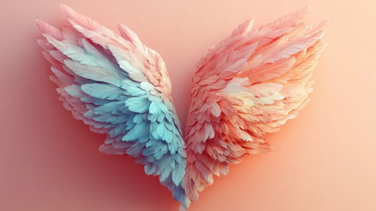 A pair of beautiful and colorful angel wings