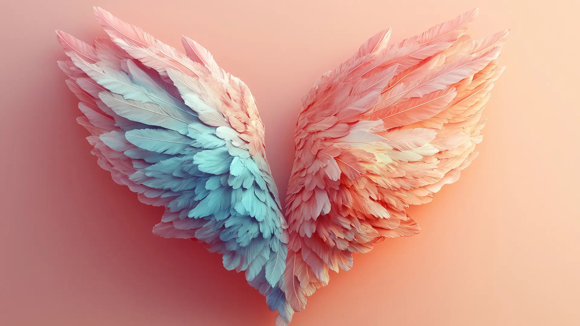 A pair of beautiful and colorful angel wings