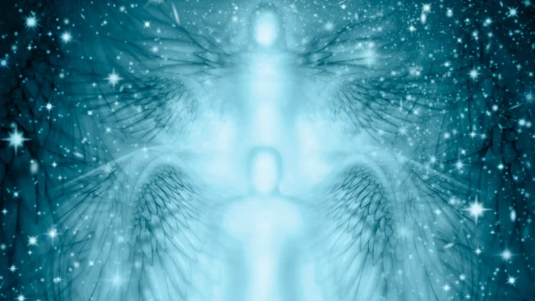 Emerging silhouettes of two angels