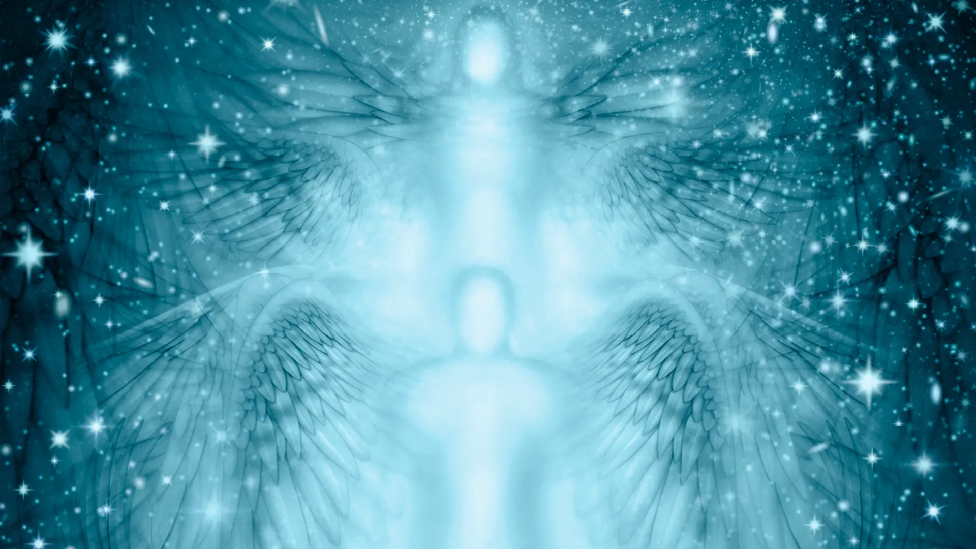 Emerging silhouettes of two angels