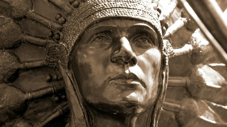 Closeup on a statue of a shaman