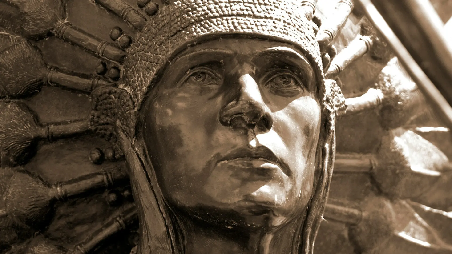 Closeup on a statue of a shaman